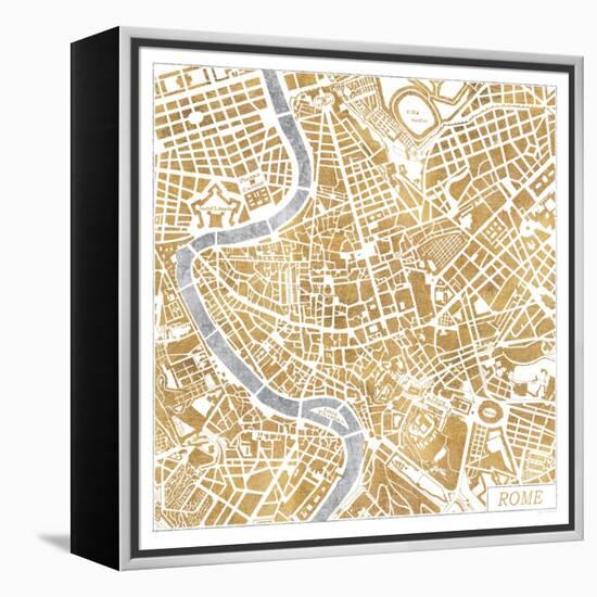 Gilded Rome Map-Laura Marshall-Framed Stretched Canvas