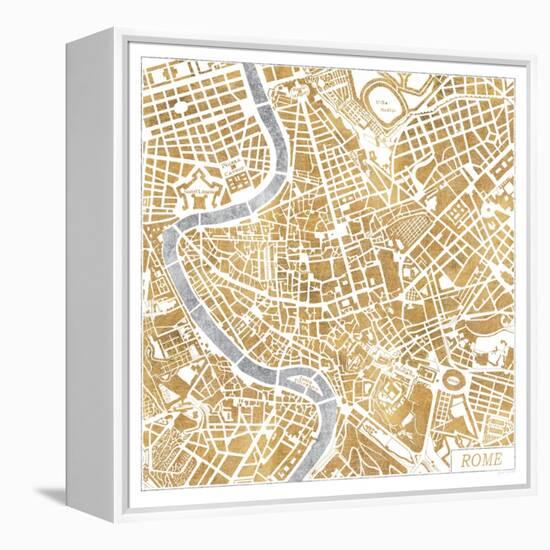 Gilded Rome Map-Laura Marshall-Framed Stretched Canvas