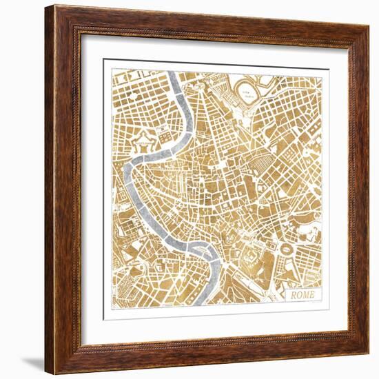 Gilded Rome Map-Laura Marshall-Framed Art Print