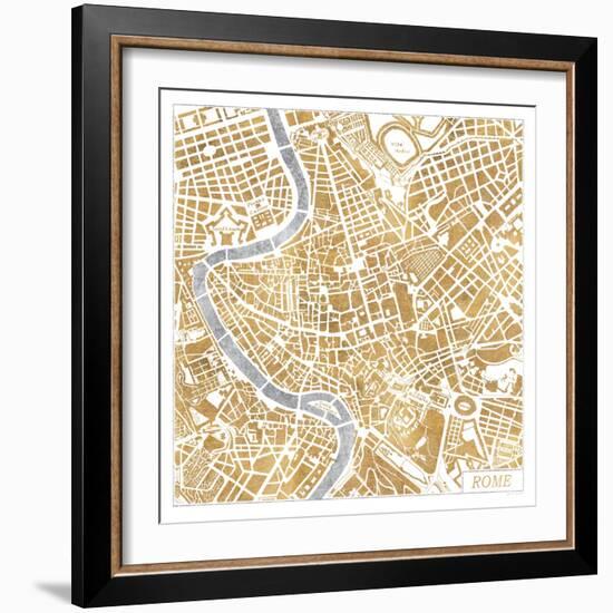 Gilded Rome Map-Laura Marshall-Framed Art Print