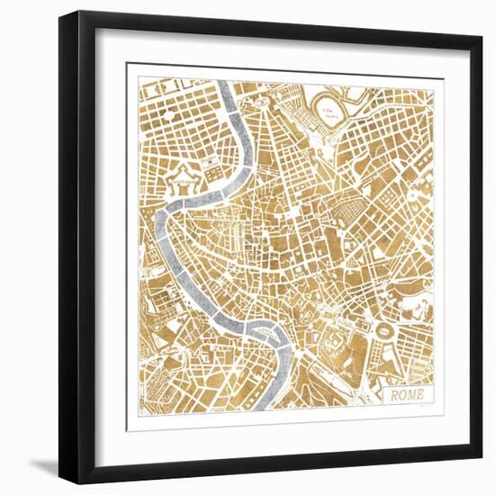 Gilded Rome Map-Laura Marshall-Framed Art Print