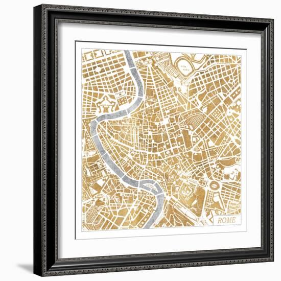 Gilded Rome Map-Laura Marshall-Framed Art Print