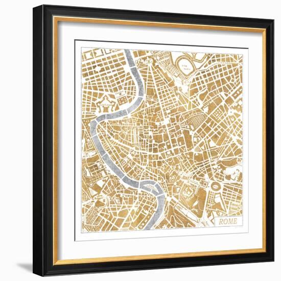 Gilded Rome Map-Laura Marshall-Framed Art Print