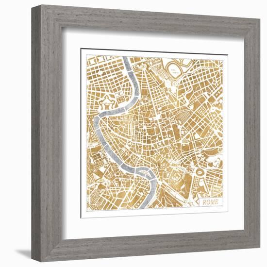 Gilded Rome Map-Laura Marshall-Framed Art Print