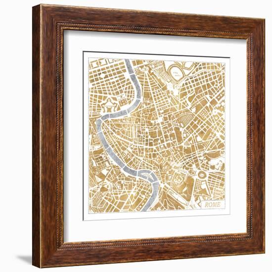 Gilded Rome Map-Laura Marshall-Framed Art Print