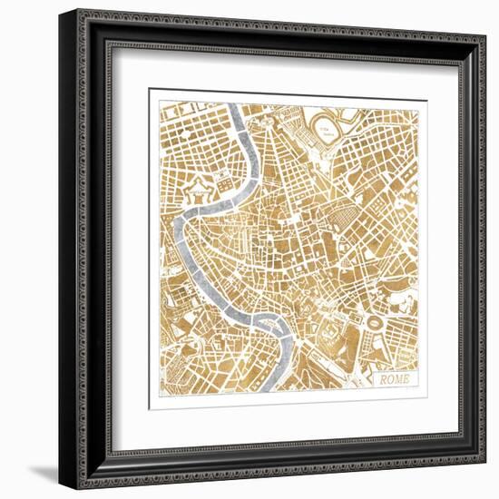 Gilded Rome Map-Laura Marshall-Framed Art Print