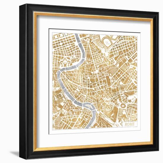 Gilded Rome Map-Laura Marshall-Framed Art Print