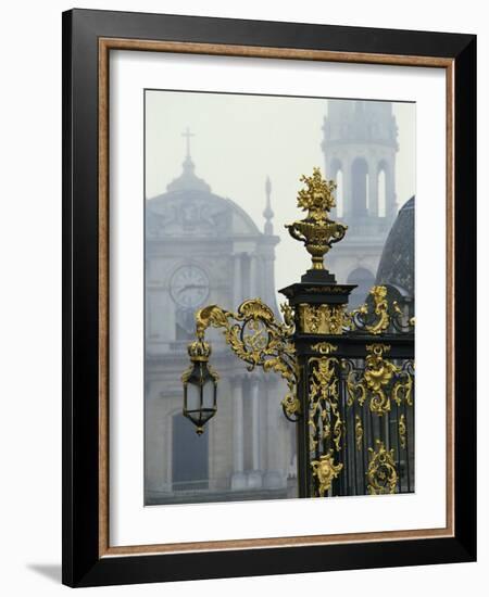 Gilded Wrought Iron Work and Lamp by Lamor in the Place Stanislas in Nancy, Lorraine, France-Woolfitt Adam-Framed Photographic Print