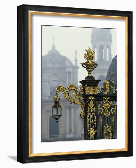 Gilded Wrought Iron Work and Lamp by Lamor in the Place Stanislas in Nancy, Lorraine, France-Woolfitt Adam-Framed Photographic Print