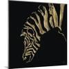 Gilded Zebra on Black-Chris Paschke-Mounted Art Print