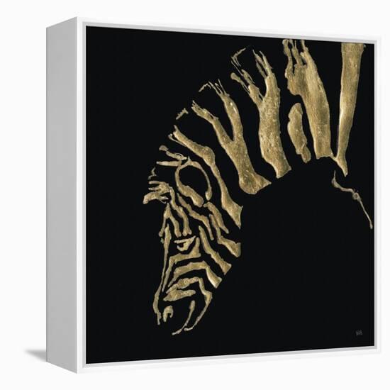 Gilded Zebra on Black-Chris Paschke-Framed Stretched Canvas