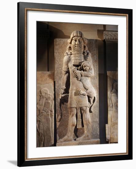 Gilgamesh, or the Lion Spirit, Stone relief, Assyrian, 8th century BC-null-Framed Photographic Print