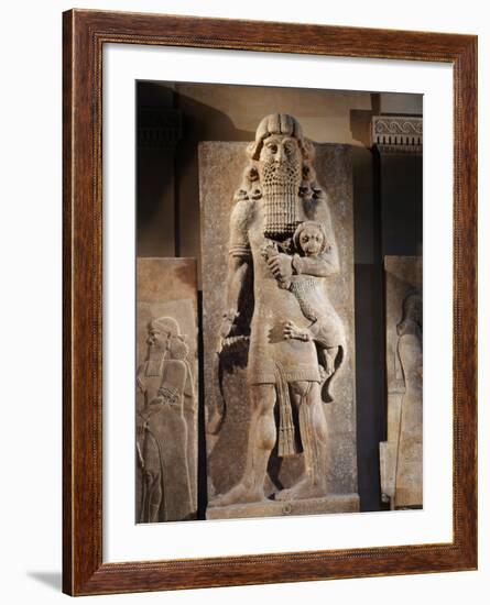 Gilgamesh, or the Lion Spirit, Stone relief, Assyrian, 8th century BC-null-Framed Photographic Print