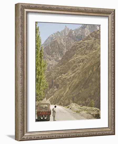 Gilgit Jeep and Driver on the Karakoram Highway or Kkh, Hunza, Pakistan-Don Smith-Framed Photographic Print