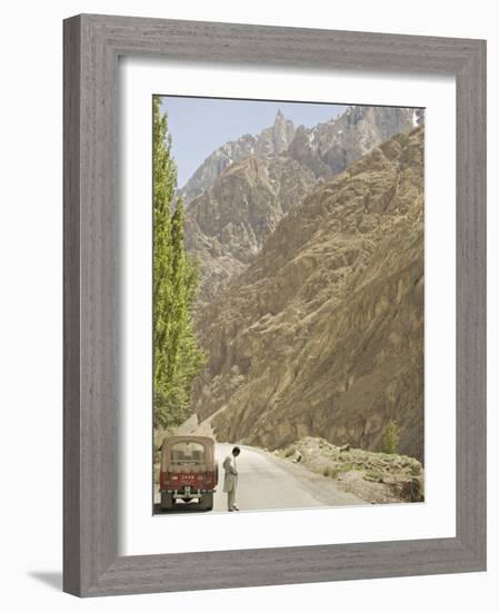 Gilgit Jeep and Driver on the Karakoram Highway or Kkh, Hunza, Pakistan-Don Smith-Framed Photographic Print