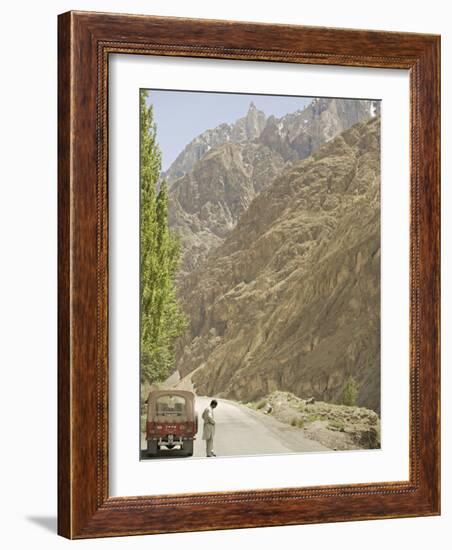 Gilgit Jeep and Driver on the Karakoram Highway or Kkh, Hunza, Pakistan-Don Smith-Framed Photographic Print