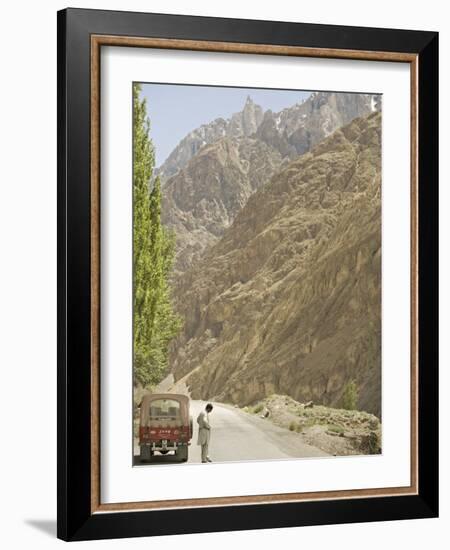 Gilgit Jeep and Driver on the Karakoram Highway or Kkh, Hunza, Pakistan-Don Smith-Framed Photographic Print