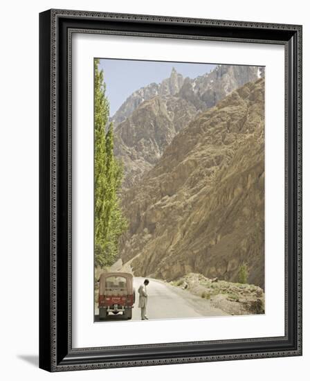 Gilgit Jeep and Driver on the Karakoram Highway or Kkh, Hunza, Pakistan-Don Smith-Framed Photographic Print