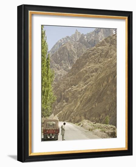 Gilgit Jeep and Driver on the Karakoram Highway or Kkh, Hunza, Pakistan-Don Smith-Framed Photographic Print