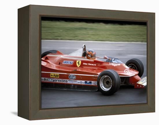 Gilles Villeneuve Racing a Ferrari 312T5, British Grand Prix, Brands Hatch, 1980-null-Framed Premier Image Canvas