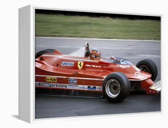 Gilles Villeneuve Racing a Ferrari 312T5, British Grand Prix, Brands Hatch, 1980-null-Framed Premier Image Canvas