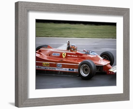 Gilles Villeneuve Racing a Ferrari 312T5, British Grand Prix, Brands Hatch, 1980-null-Framed Photographic Print