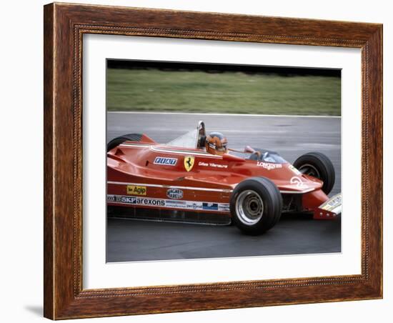 Gilles Villeneuve Racing a Ferrari 312T5, British Grand Prix, Brands Hatch, 1980-null-Framed Photographic Print