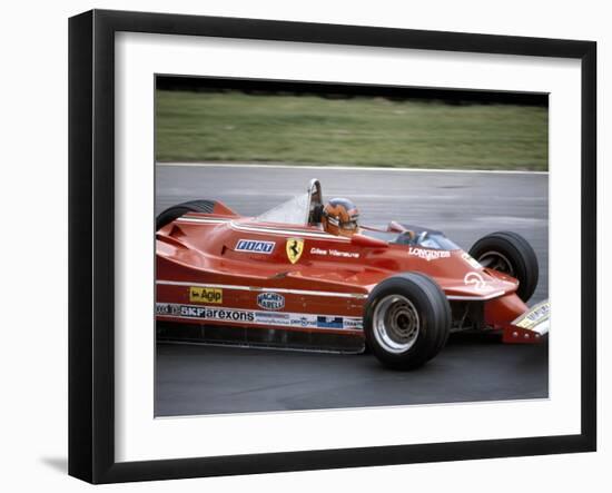 Gilles Villeneuve Racing a Ferrari 312T5, British Grand Prix, Brands Hatch, 1980-null-Framed Photographic Print