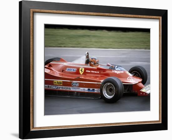 Gilles Villeneuve Racing a Ferrari 312T5, British Grand Prix, Brands Hatch, 1980-null-Framed Photographic Print