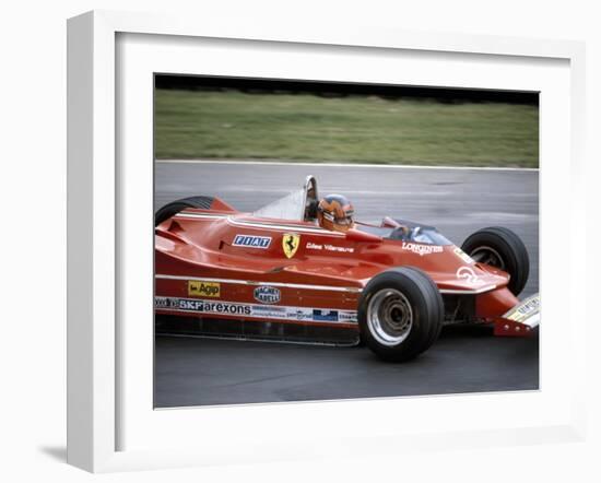 Gilles Villeneuve Racing a Ferrari 312T5, British Grand Prix, Brands Hatch, 1980-null-Framed Photographic Print