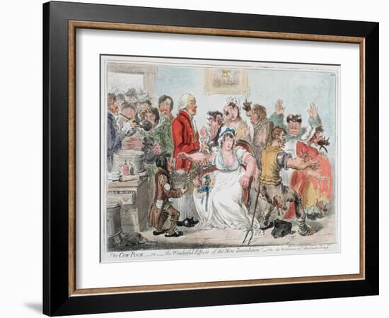 Gillray Cartoon on Vaccination Against Smallpox Using Cowpox Serum, 1802-James Gillray-Framed Giclee Print