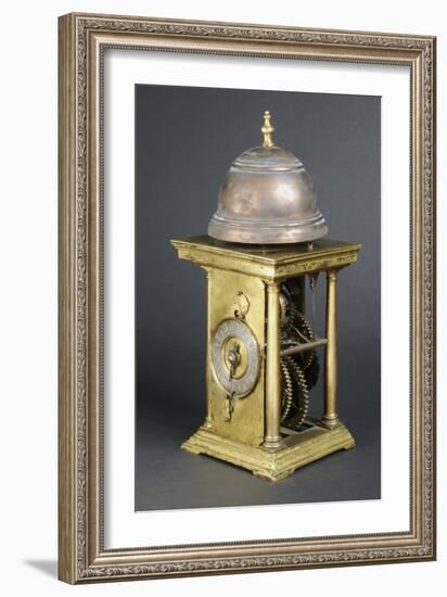 Gilt Bronze Clock with Large Bronze Bell-null-Framed Giclee Print