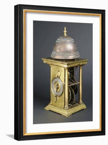 Gilt Bronze Clock with Large Bronze Bell-null-Framed Giclee Print