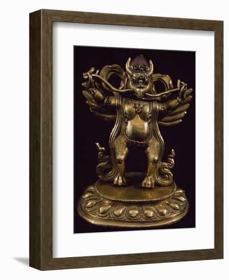 Gilt Bronze Statue Depicting Garuda, Detail of Fabulous Bird Venerated in Bon Religion-null-Framed Giclee Print