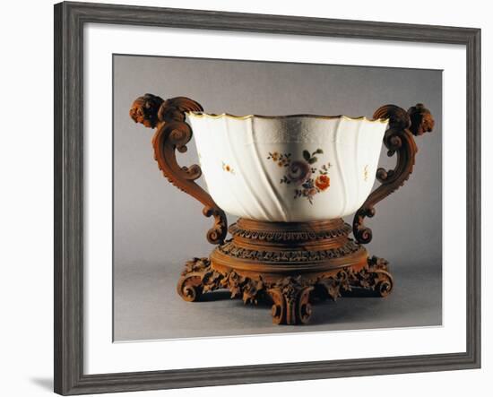 Gilt-Edged Ribbed Cup with Floral Decorations, Circa 1770-null-Framed Giclee Print