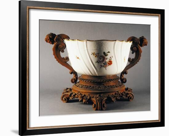 Gilt-Edged Ribbed Cup with Floral Decorations, Circa 1770-null-Framed Giclee Print