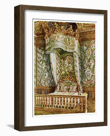 Gilt State Bed of Marie Antoinette, Queen's Bedroom, Palais De Fontainebleau, France, 1911-1912-Edwin Foley-Framed Giclee Print