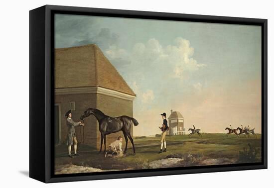 Gimcrack on Newmarket Heath with a Trainer, a Jockey and a Stable Lad-George Stubbs-Framed Premier Image Canvas