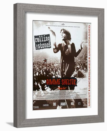 Gimme Shelter, French poster, Mick Jagger, 1970-null-Framed Art Print