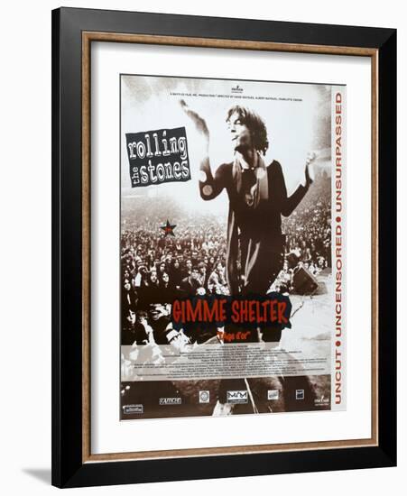 Gimme Shelter, French poster, Mick Jagger, 1970-null-Framed Art Print