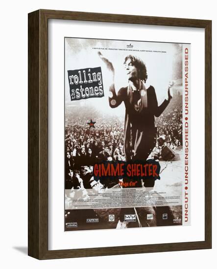 Gimme Shelter, French poster, Mick Jagger, 1970-null-Framed Premium Giclee Print