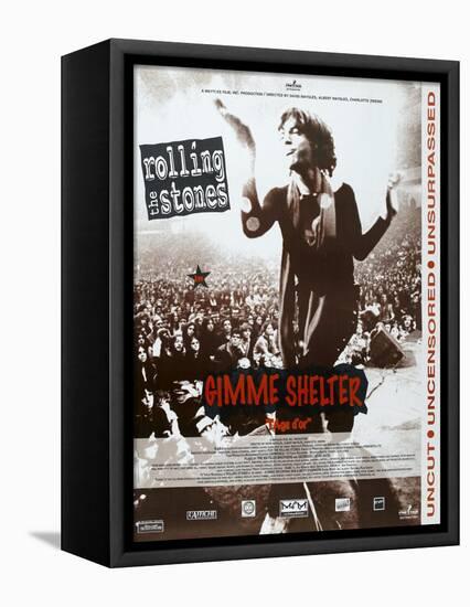 Gimme Shelter, French poster, Mick Jagger, 1970-null-Framed Stretched Canvas