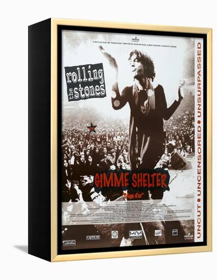 Gimme Shelter, French poster, Mick Jagger, 1970-null-Framed Stretched Canvas