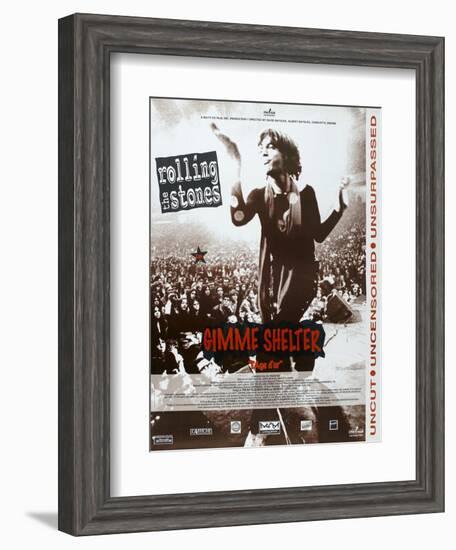 Gimme Shelter, French poster, Mick Jagger, 1970-null-Framed Art Print