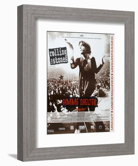 Gimme Shelter, French poster, Mick Jagger, 1970-null-Framed Art Print