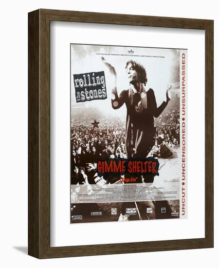 Gimme Shelter, French poster, Mick Jagger, 1970-null-Framed Art Print