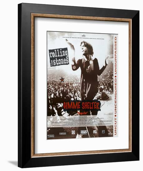 Gimme Shelter, French poster, Mick Jagger, 1970-null-Framed Art Print