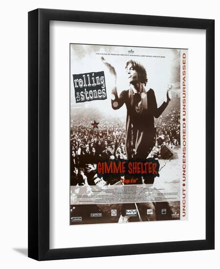 Gimme Shelter, French poster, Mick Jagger, 1970-null-Framed Art Print