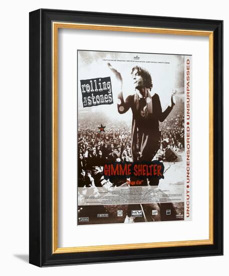 Gimme Shelter, French poster, Mick Jagger, 1970-null-Framed Art Print