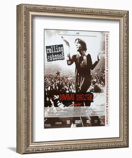 Gimme Shelter, French poster, Mick Jagger, 1970-null-Framed Premium Giclee Print